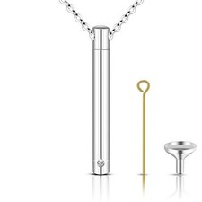 Urn Necklace for Ashes Stainless Steel Cremation Necklace with Crystal Silver