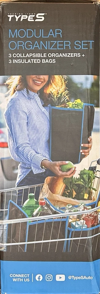 Modular Organizer Set 6 Bags 3 Collapsible 3 Insulated Storage Bags Trunk Travel - Image 3 of 4