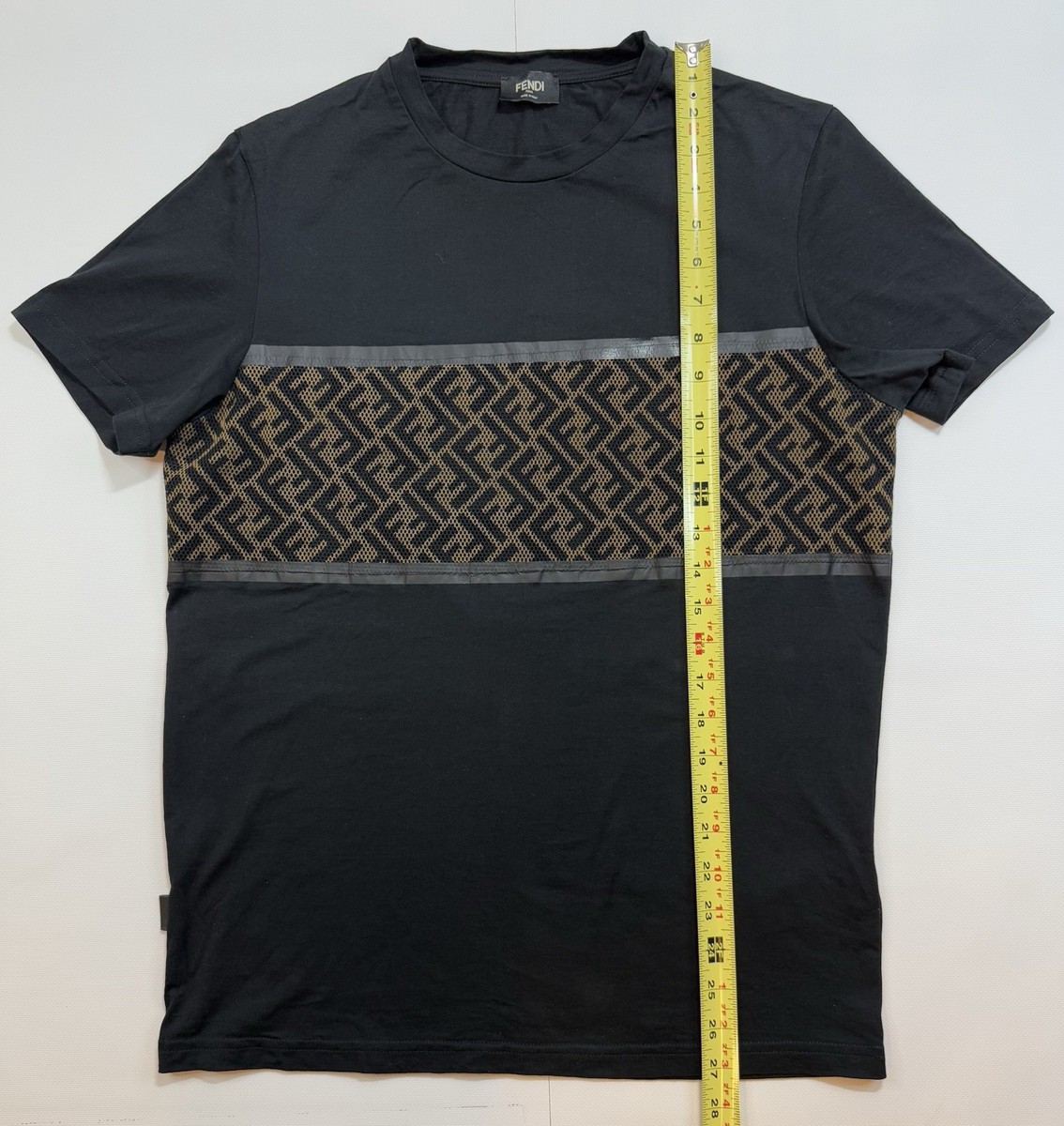 Fendi Men's T-Shirt FF Panel Black Brown – Size L (Fits M