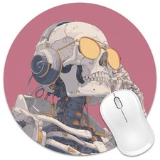 Skull Mouse Pad 8x8 in, Urban Street Style Funny Decoration Round Mousepad wi...