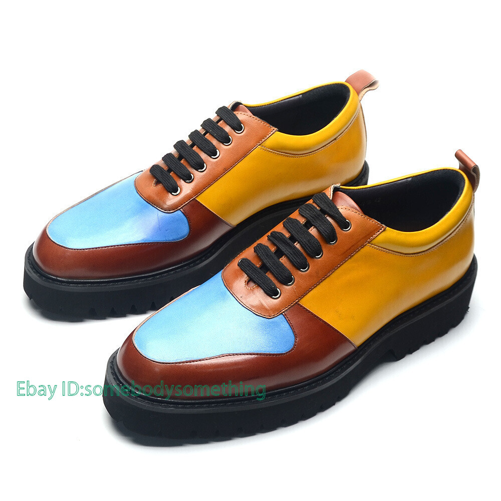 SAOLA Scarpe uomo patchwork colorblocks plateau eleganti formali casual pelle inglesi