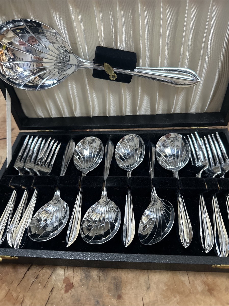 Vintage Mint Cond Chrome On Nickel Silver Sheffield 84 13 Piece