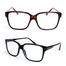 Clear Lens Glasses Spring Hinge Temples Black or Tortoise Stylish Retro Style