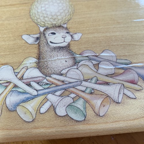 New House Mouse Golf Ball and Tees Rubber Stamp #77M Maxwell 1999 - Picture 2 of 5