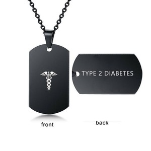 Black Medical Alert ID Men Necklace Pendant Dog Tag ...