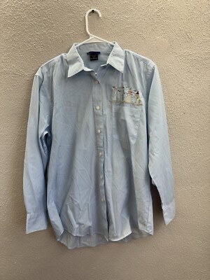 Las Olas Womens Shirt Size Small Stripped Long Sleeve Button Up Beach Theme