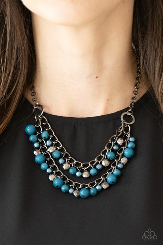 short layered beaded gunmetal statement 