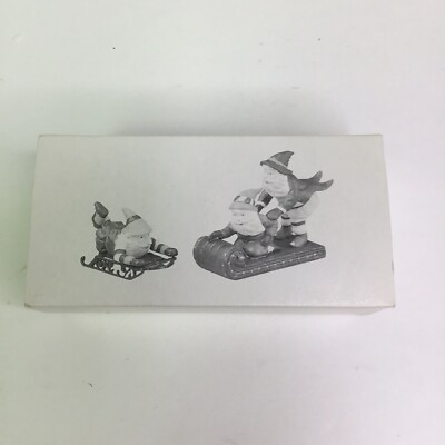 NOS Dept 56 Heritage TESTING THE TOYS Figurines #5605-7 Elves On Sleds