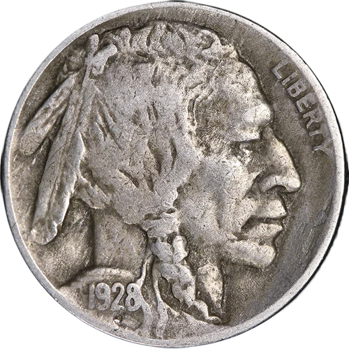 1928-D Buffalo Nickel 5c - Nice Even Wear - Fine+