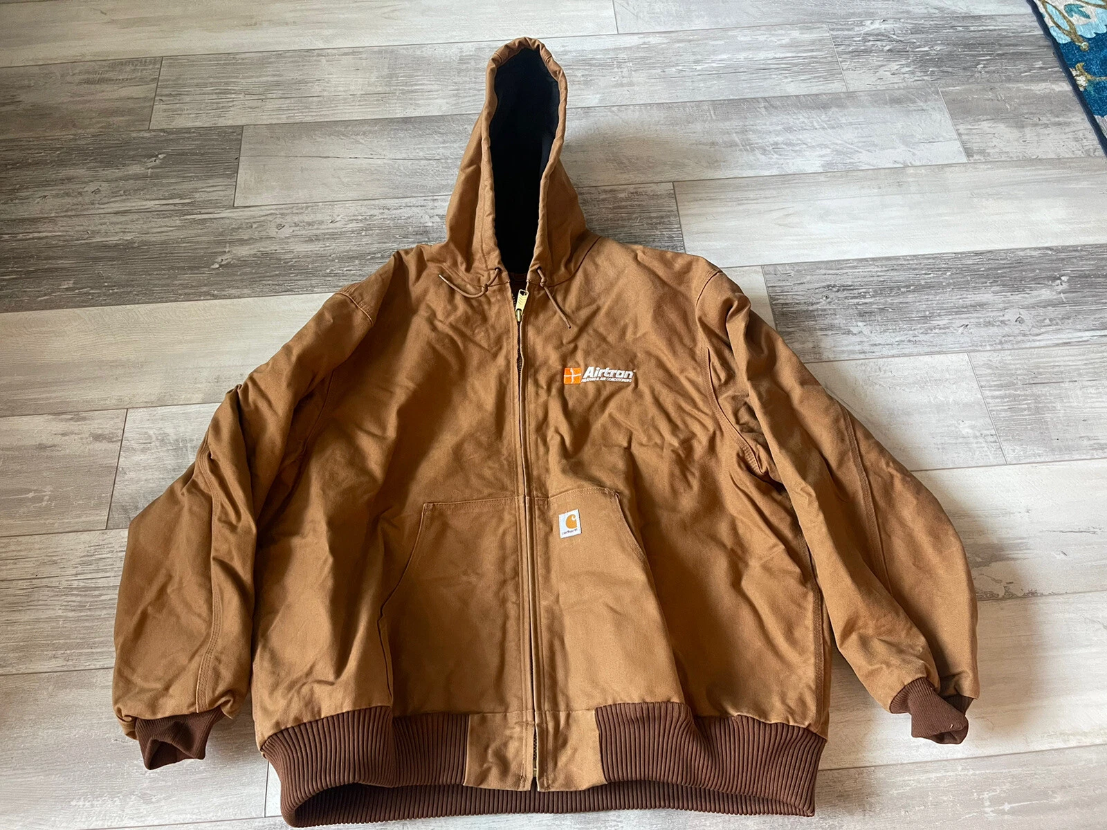 Carhartt Jacket Mens 3XL Brown Duck Canvas Work Coat Hooded Lined 103940 GUC