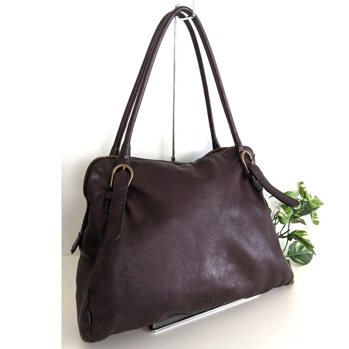 Miu miu leather top shoulder tote bag
