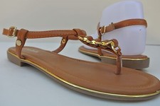 New Girls Tan T-Strap Thong Flat Comfortable Sandals Youth Size 9-4