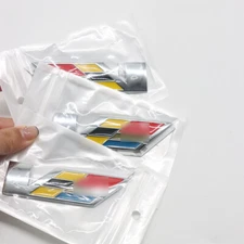 3pcs For CTS Chrome V Emblem Metal Badge Side Fender Lid Trunk Decal Stickers