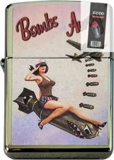 Zippo 74398 Bombs Away Falling Riding Girl Chameleon Lighter + FLINT PACK