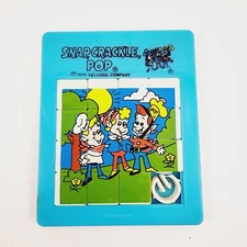 Vtg 1979 Kelloggs Snap, Crackle, Pop Slide Puzzle Frosted Flakes Cereal Premium
