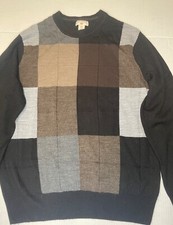 DOCKERS Long Sleeve Crew Neck Grey/Brown Sweater Pullover Men's Size Medium
