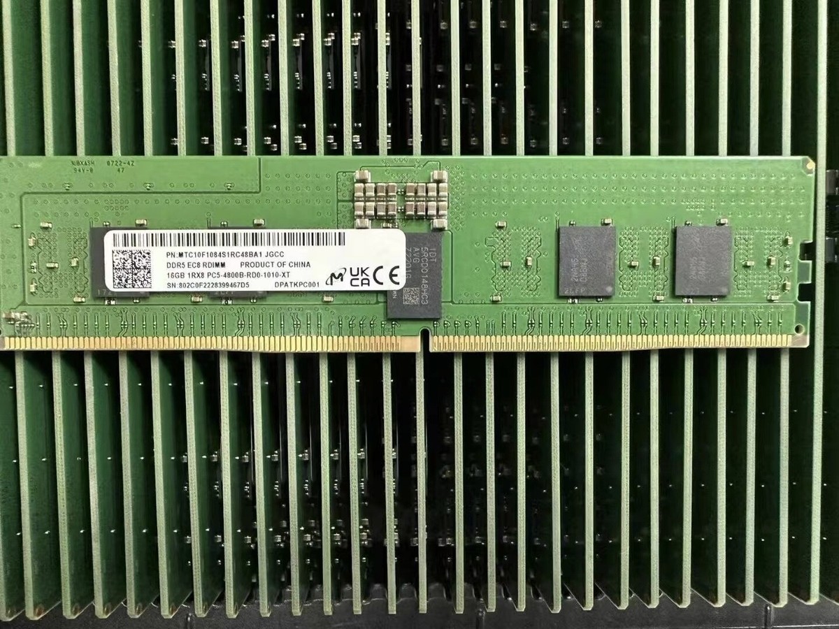 Micron DDR5 PC5-4800 RDIMM 16GB メモリ Micron 16GB DDR5 4800MHz RAM ECC RDIMM 1Rx8 PC5-4800B ECC REG