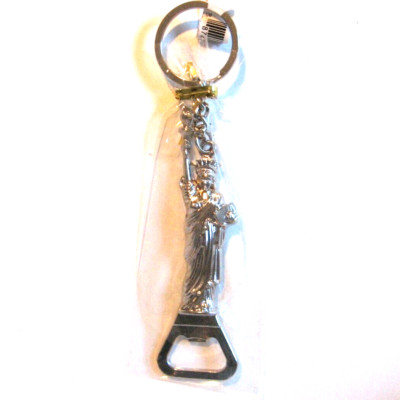 New York Souvenir Key Chain Bottle Opener Statue of Liberty Silver Colored Metal