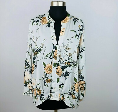 Jules Leopard Top Womens Gray Pretty Cute Floral Bohemian Popover Hi Low M