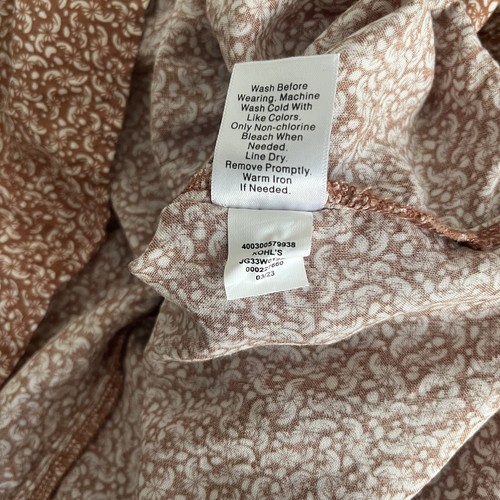 SO Smocked Babydoll Top Flutter Sleeve Juniors Size Large, Orange And Cream - Picture 9 of 10