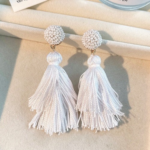 Fabric Drop Earrings Vintage Fashion Tassel Bohemian Statement Handmade Jewelry - Picture 205 of 225