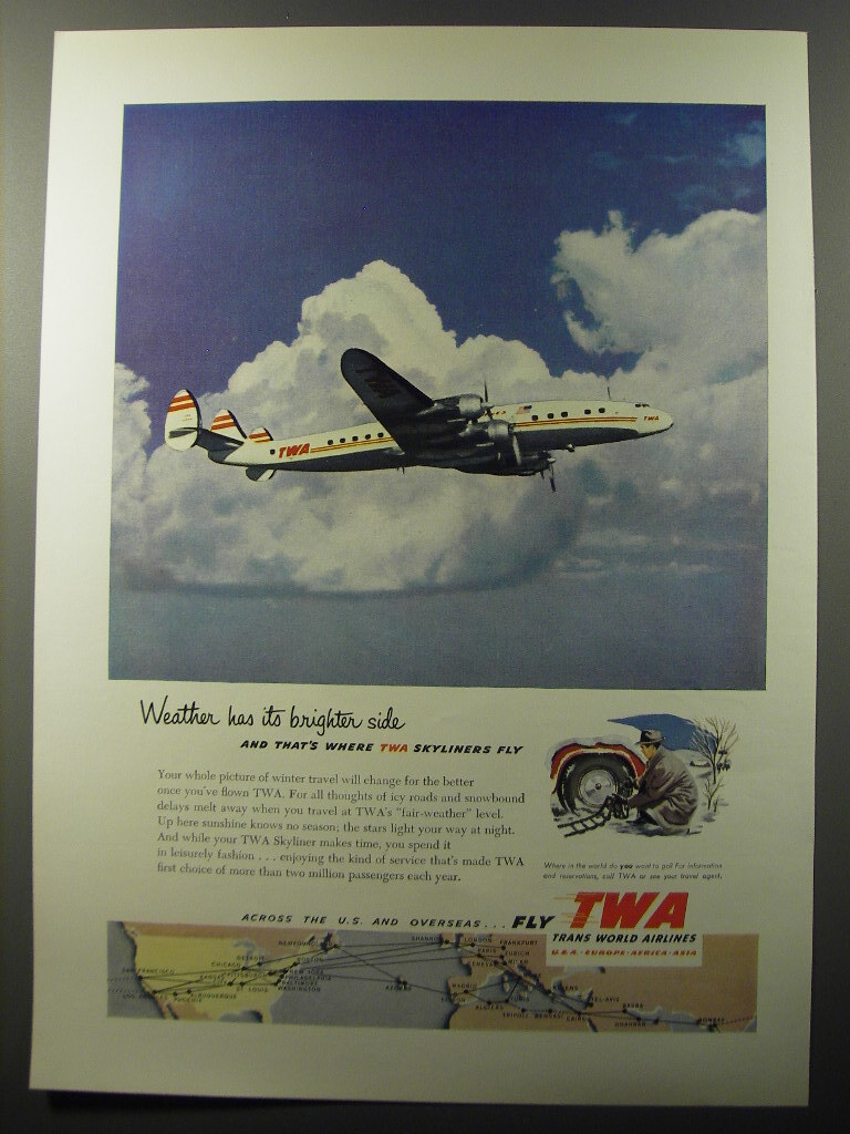 1953 TWA Airlines Ad - Weather has its brighter side | eBay