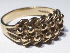 9ct Gold Ring Wide Band Keeper 3.7gm UK Hallmark 1997 Size O 1/2 Boxed