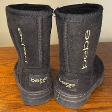 Bebe Girls Faux Fur Lined Winter Boots  Size 7 Toddler  Black  Gently Worn