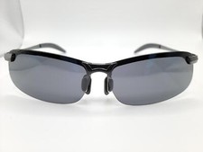 Mens Half-Frame Sport Sunglasses Black Tint Lens Rubber Grip New