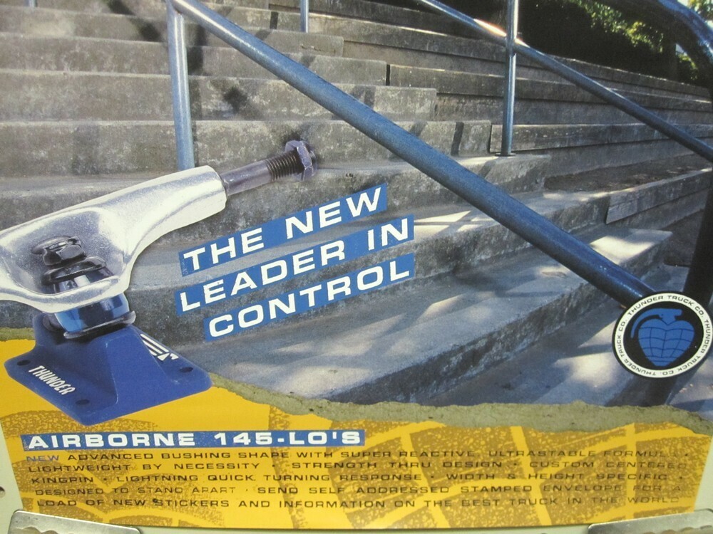 Thunder Trucks Vintage John Rattray Skateboard Poster Flawless New Old Stock