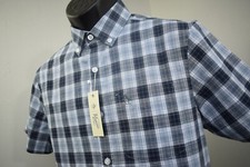 Penguin Button Up Shirt Plaid Short Sleeve Front Pocket Mens Size Small NEW