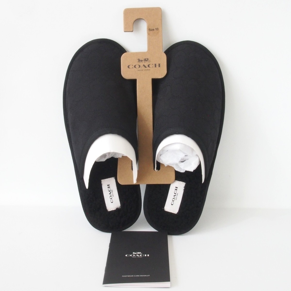 Coach Men’s Black Quilted Logo Slip-On Bedroom Slippers Size 9 Amazon.com | COACH Hadley Signature Jacquard Slipper Black 5  main image 2