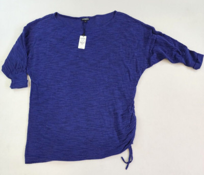 Express Women L Top Scruntch Sides Doman Boat Neck Burnout Oversized NWT