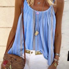 Womens Swing Vest Sleeveless Cami Top Ladies Strappy Flared plus size Tops Shirt