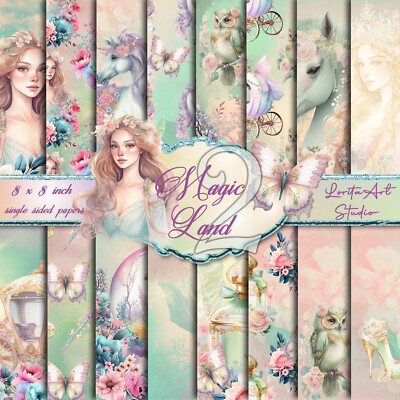 Magic Land 2 - Fantasy Papierblöcke, buntes Scrapbooking Papier, Bastelpapier