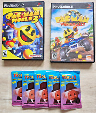 2 PLAYSTATION 2 PAC MAN GAMES: WORLD 3 & WORLD RALLY! BONUS TROLLS TRADING CARDS