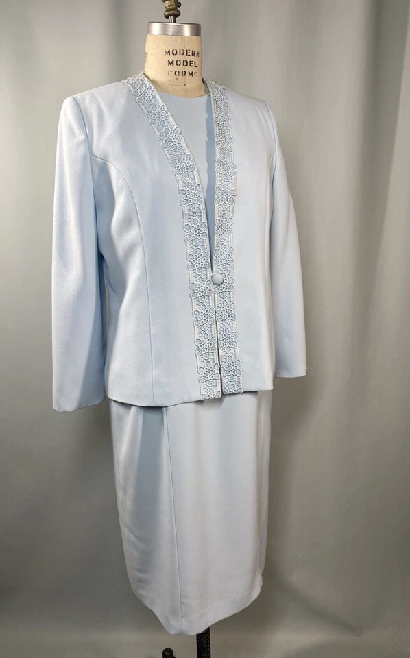 Chaqueta y Vestido Vintage Dos Piezas TALLA 8 Funda Azul HENRY LEE 60s 70s 80s 90s Foto 2 de 4