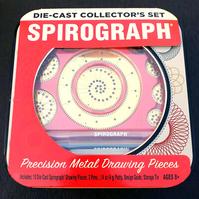 Spirograph Die Cast Collectors Set Precision Metal Drawing Pieces Curves Art Tin