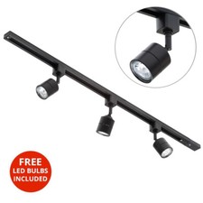 Litecraft 1-3 M Track Light With 1-6 Three Style Spotheads & LED Bulbs - Black  