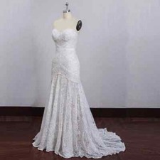 Elegant Mermaid Wedding Dresses Lace Sweetheart Open Back Bridal Gowns Train