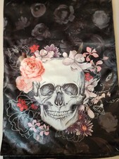 NEW Sugar skull table runner-Black w Roses-Day of the Dead or Halloween event