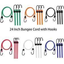 WORKPRO 4PC 24" Bungee Cord w/Hooks Heavy Duty Rubber Straps Strong Elastic Rope