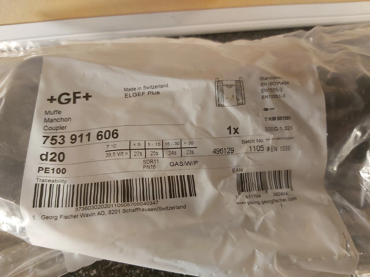 Georg Fischer Electro fusion Fitting 63mm Straight Coupler MPN 753 
