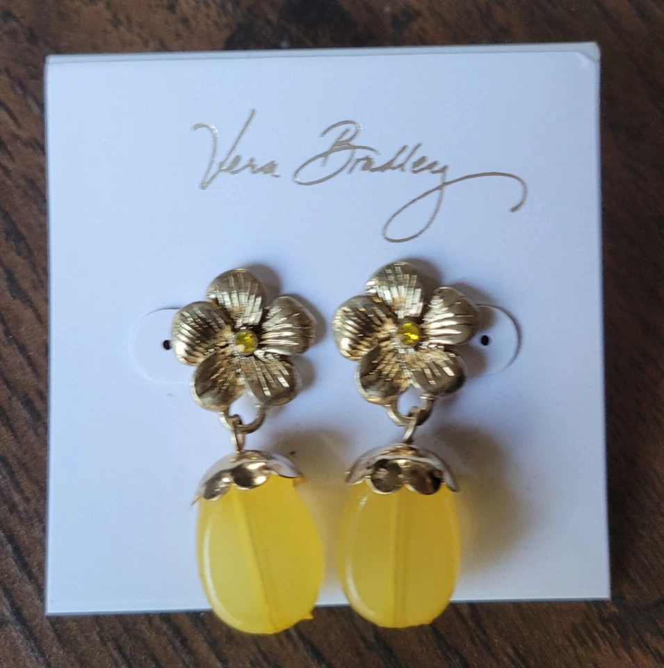 Pendientes Vera Bradley Floral Piedra Amarilla Foto 4 de 4