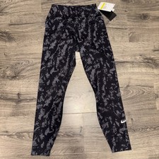 New With Tag Nike One Dri-Fit High Waisted 7/8 Leggings Womens S Black Printed