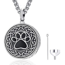 Urn Necklace for Dog Ashes 925 Sterling Silver Pet Cremation Keepsake Jewelry...