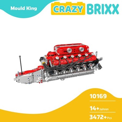 Mould King 10169 V12 Engine Zylinder Motor Technik Bausatz Klemmbausteine