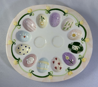 Vtg Deviled Egg Platter Pastel Colors Fanciable
