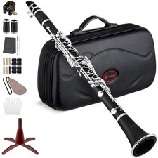 Bb Clarinet Kit for Intermediate, Ebonite Body, Silver-Plated Keys  17-Key F...