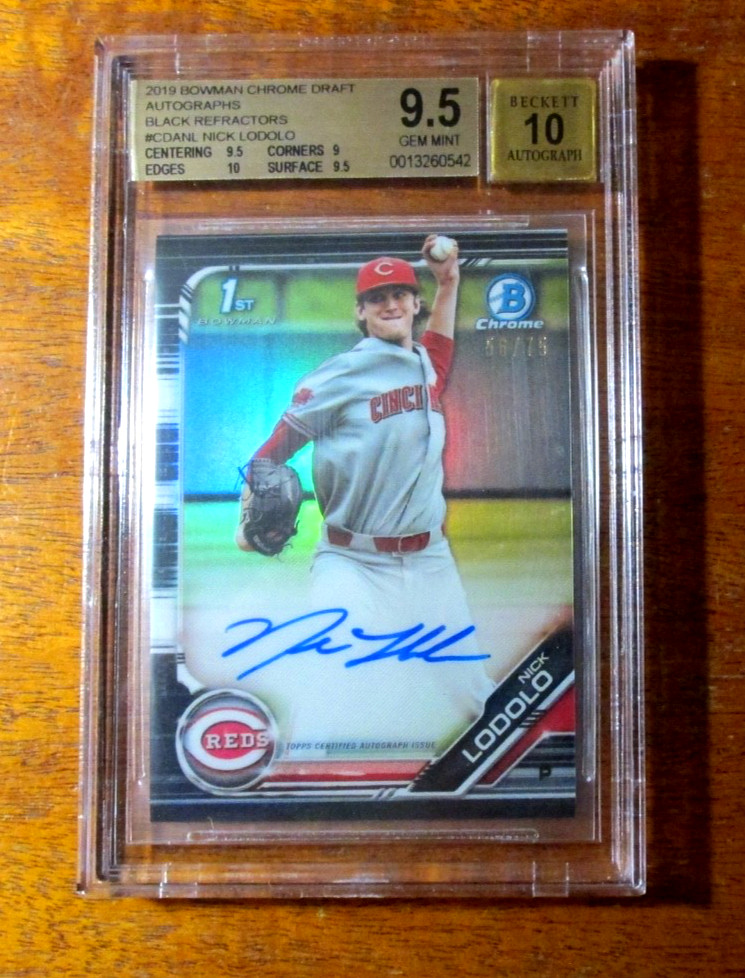 NICK LODOLO 2019 BOWMAN CHROME DRAFT AUTOS BGS 9.5 10 AUTO /75 RC ROOKIE REDS